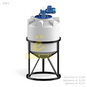 Емкость K 200 литров с лопастной мешалкой с обрешеткой