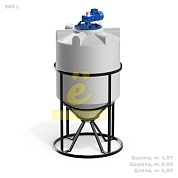 Емкость K 500 литров с лопастной мешалкой с обрешеткой